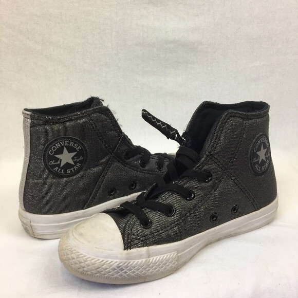 Converse Child's All Star Chuck Taylor Gray Sparkle Hi Tops 1.5 - Picture 1 of 10